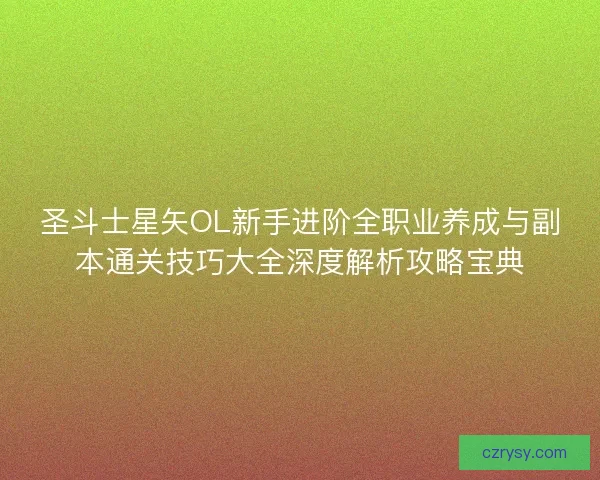 圣斗士星矢OL新手进阶全职业养成与副本通关技巧大全深度解析攻略宝典